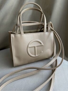 Telfar Mini Vegan Cream Leather Crossbody Bag